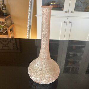 Mid Century Modern Murano Seguso Pink Frosted Tall Vase